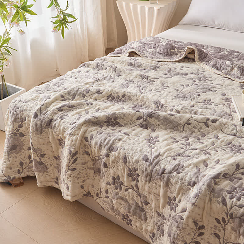 Floral Vine Cotton Gauze Quilt - image 3