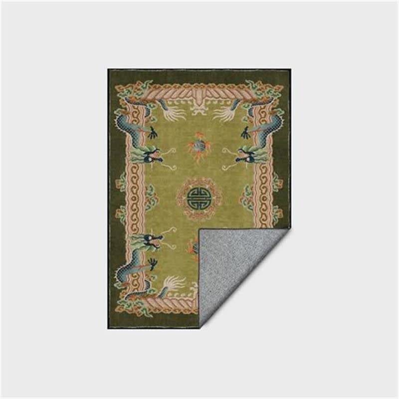 Chinese Style Classical Dragon Motif Area Rug - Green - 95" x 119" - image 5