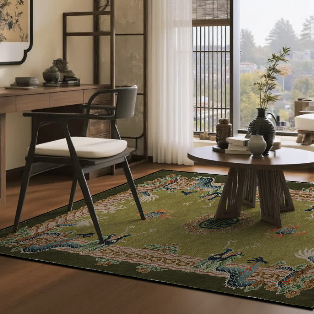 Chinese Style Classical Dragon Motif Area Rug - image 2