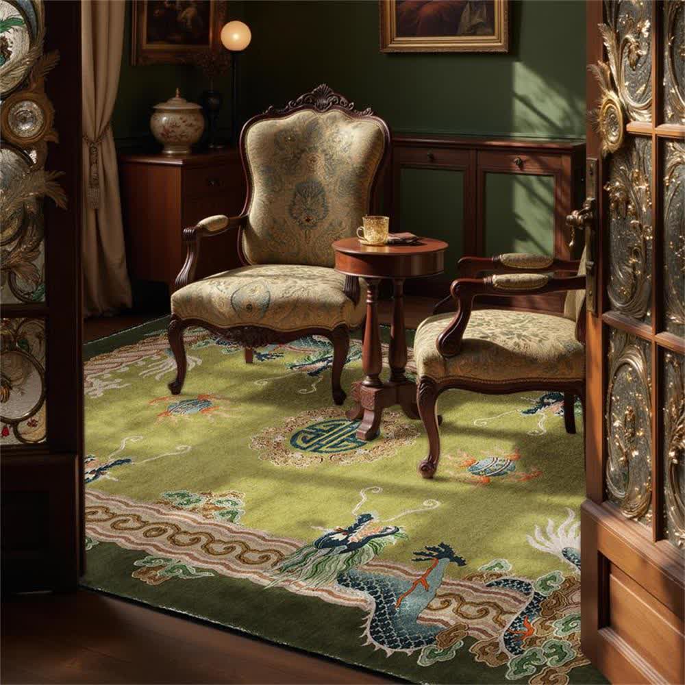 Chinese Style Classical Dragon Motif Area Rug - image 3