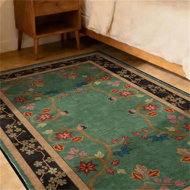 Retro Botanical Motif Washable & Foldable Carpet - image 4