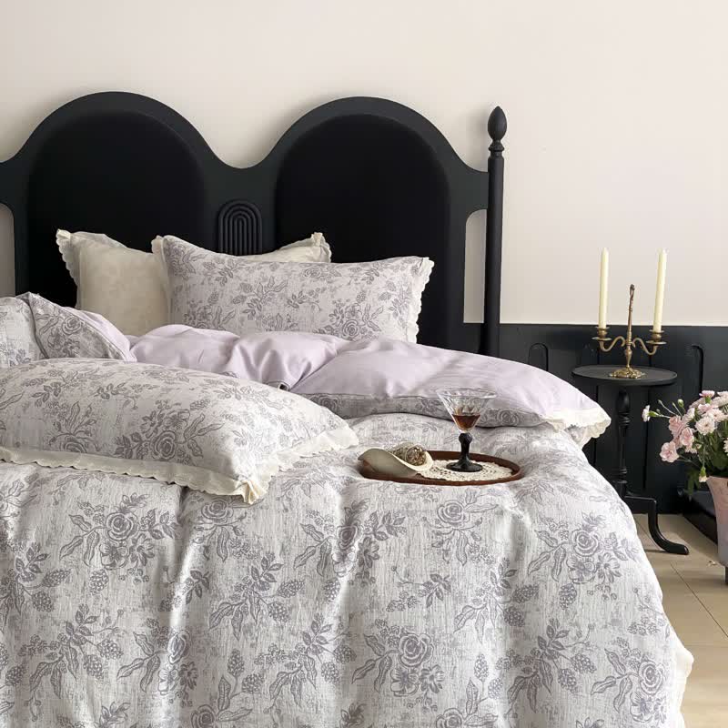 Vintage Subtle Rose Cotton Gauze Bedding Set(4PCS) - image 14