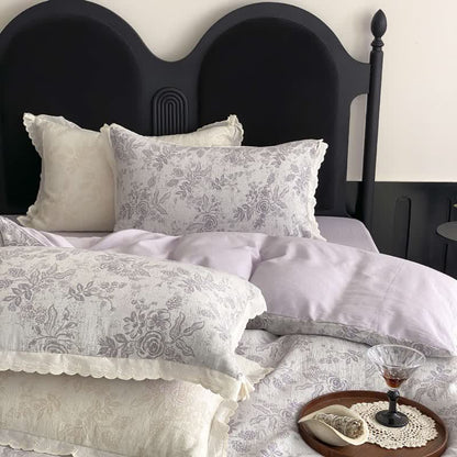 Vintage Subtle Rose Cotton Gauze Bedding Set(4PCS) - image 15