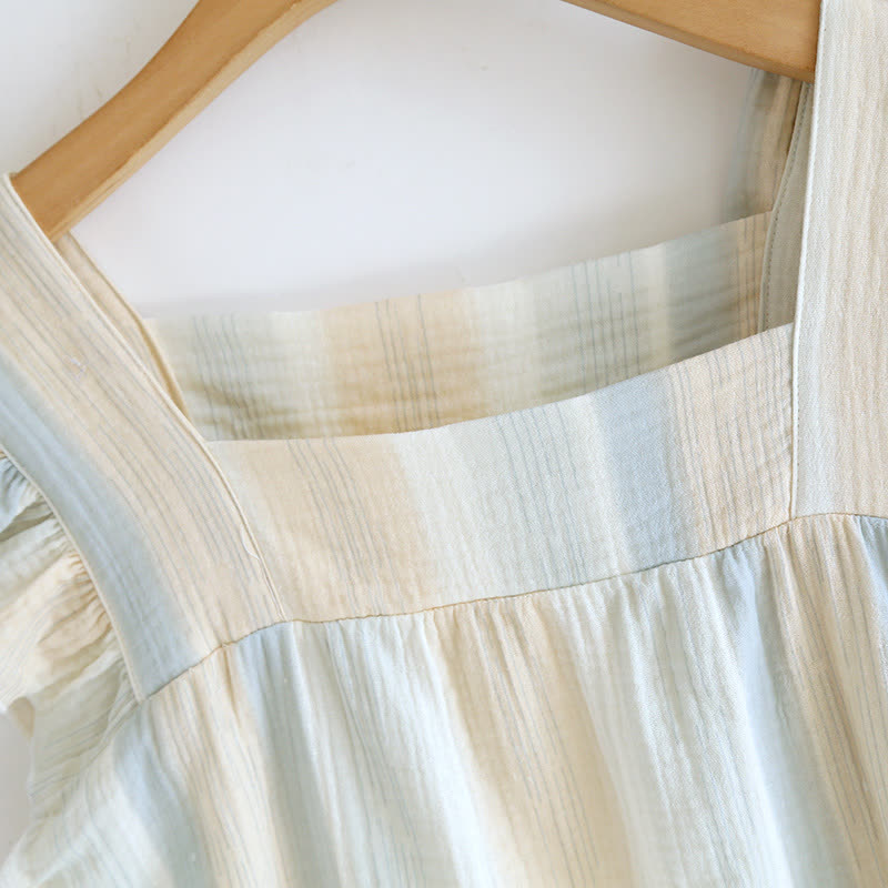 Cotton Gauze Striped Ruffle Trim Tank Loungewear - image 6