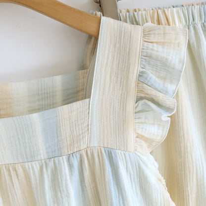 Cotton Gauze Striped Ruffle Trim Tank Loungewear - image 7