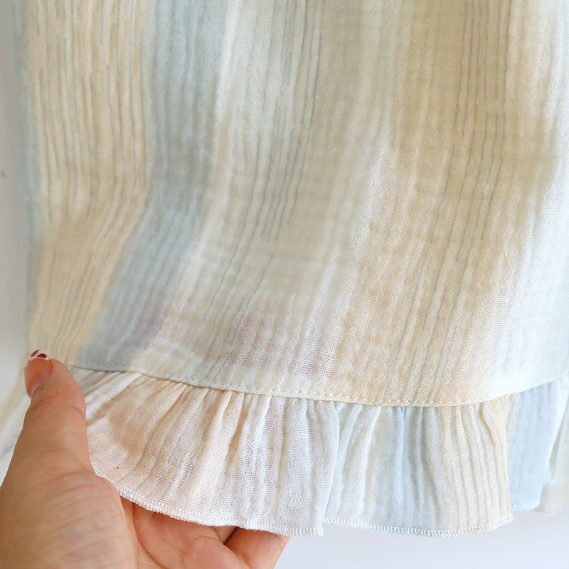 Cotton Gauze Striped Ruffle Trim Tank Loungewear - image 9