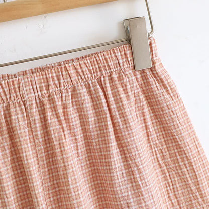 Cotton Gauze Plaid Flutter Sleeve Tank Pajamas - image 16