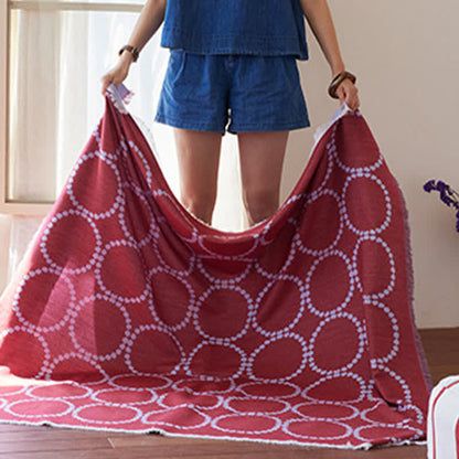 Reversible Circle Pattern Tassel Throw Blanket - image 4