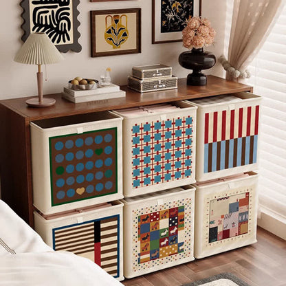 Red & Blue Striped Fabric Storage Basket - image 2