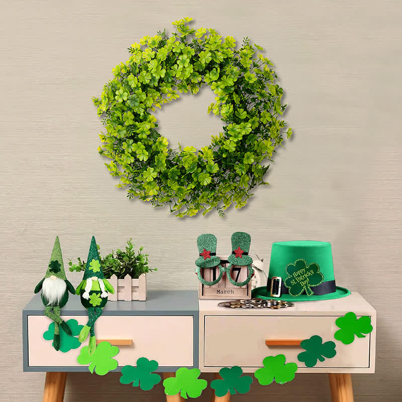 St. Patrick's Day Artificial Four-Leaf Clover Wreath - image 5