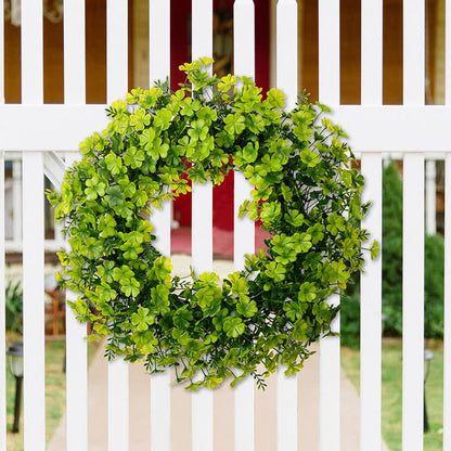 St. Patrick's Day Artificial Four-Leaf Clover Wreath - Four-Leaf Clover - 2PCS - 19" - image 0