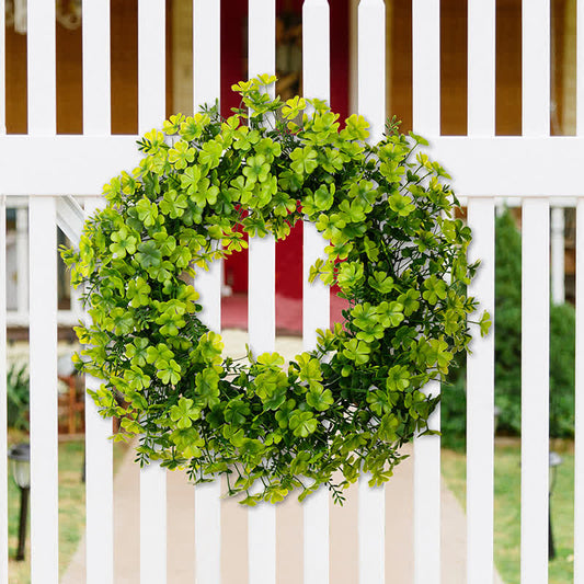 St. Patrick's Day Artificial Four-Leaf Clover Wreath - Four-Leaf Clover - 2PCS - 19" - image 0