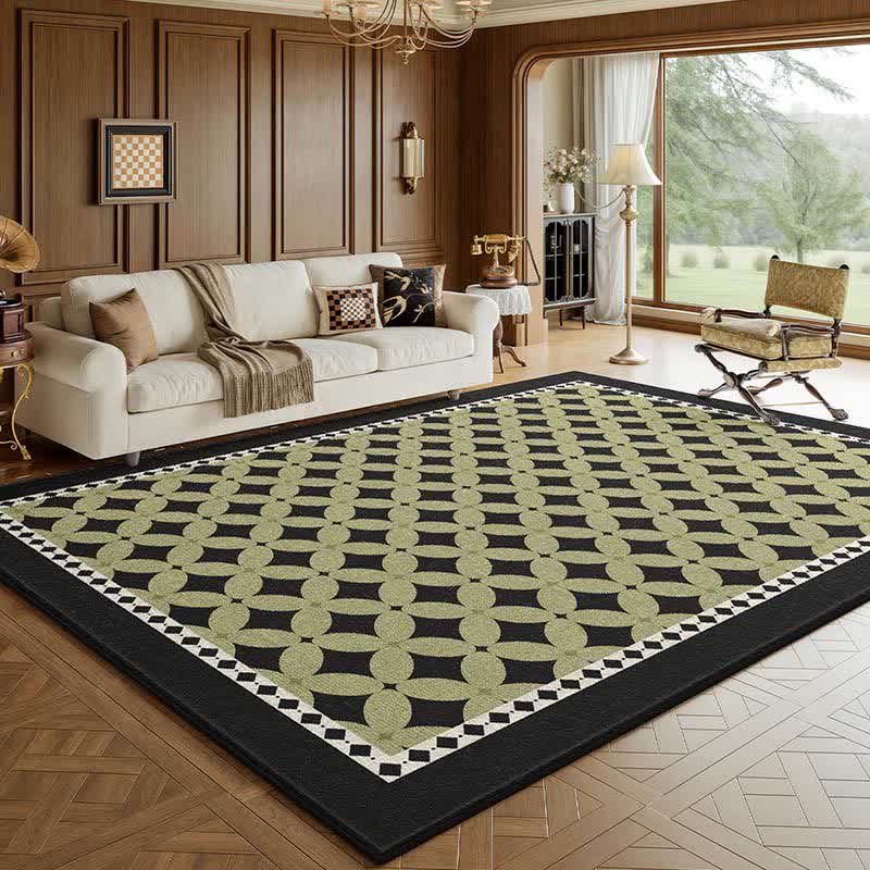 Green Geometric Diamond Area Rug - Black - 63"W × 90"L - image 4