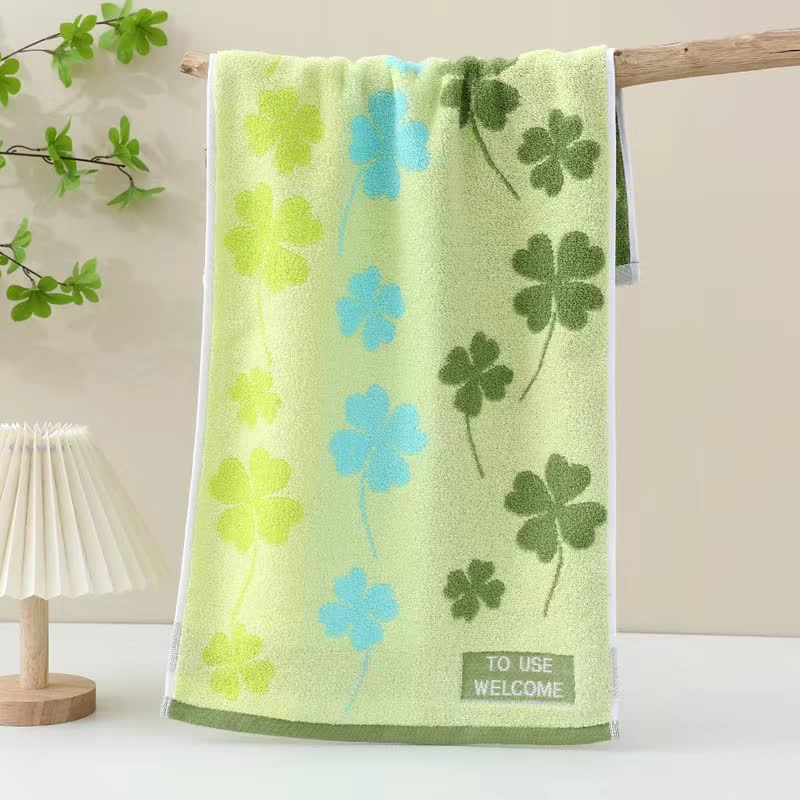 Four-Leaf Clover Pure Cotton Towel(2PCS) - Green - 29" x 13" - image 2