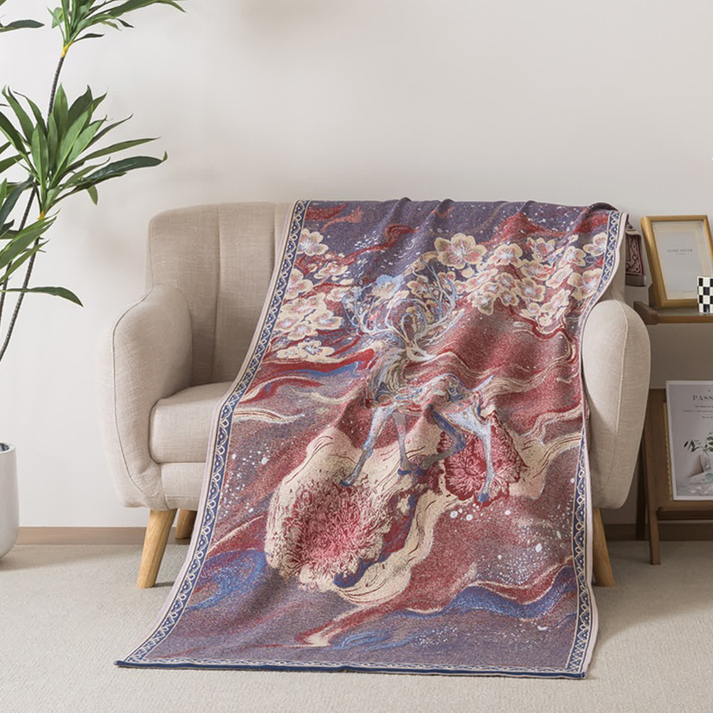 Dreamy Deer & Floral Cotton Gauze Bath Towel - 35"W x 71"L - image 0