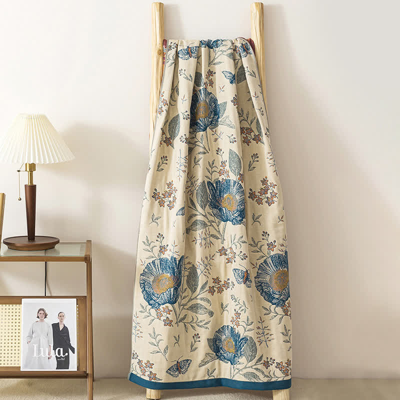 Floral & Butterfly Pure Cotton Gauze Bath Towel - image 2