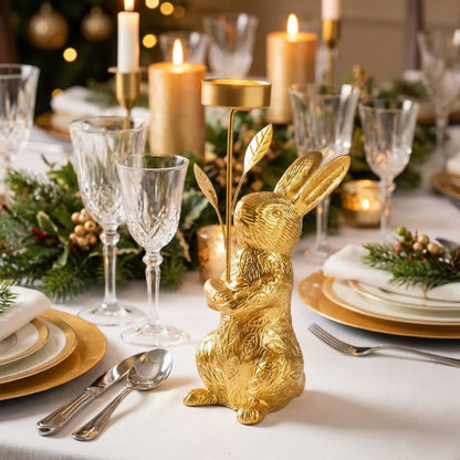 Easter Golden Bunny Candle Holder Decor - image 1
