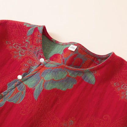 Vintage Oriental Peony Cotton Pajama Set - image 2