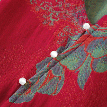 Vintage Oriental Peony Cotton Pajama Set - image 3
