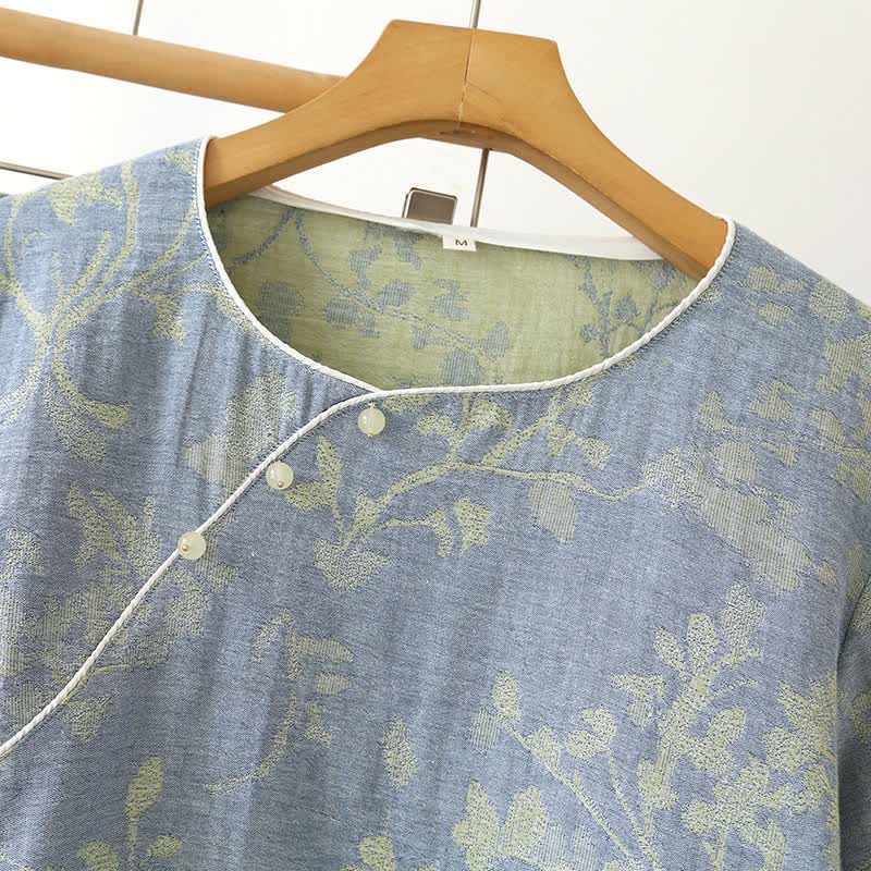Eastern-Inspired Floral Cotton Pajama Set - image 3