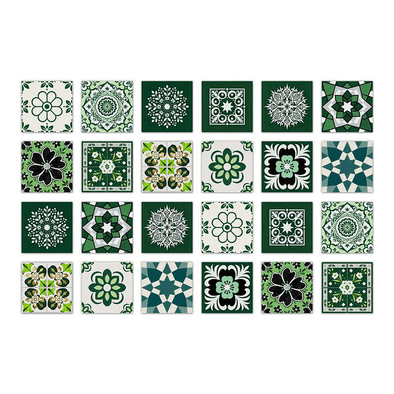 Retro Floral Peel and Stick Wall Sticker (24PCS) - 7.87" x 7.87" - image 7