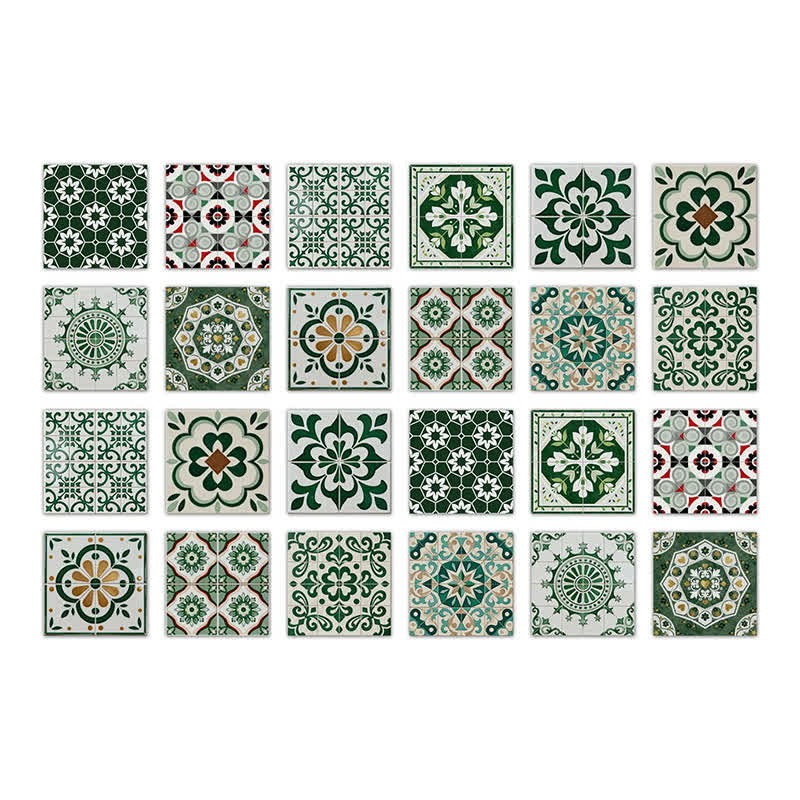 Boho Green Peel and Stick Wall Sticker (24PCS) - 7.87" x 7.87" - image 8