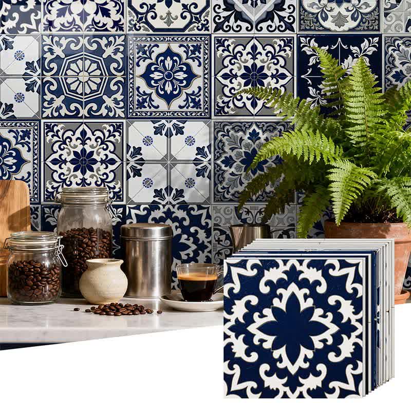 Retro Blue Peel and Stick Wall Sticker (24PCS) - image 6