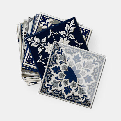 Retro Blue Peel and Stick Wall Sticker (24PCS) - image 13