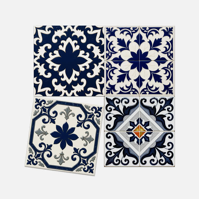 Retro Blue Peel and Stick Wall Sticker (24PCS) - image 11