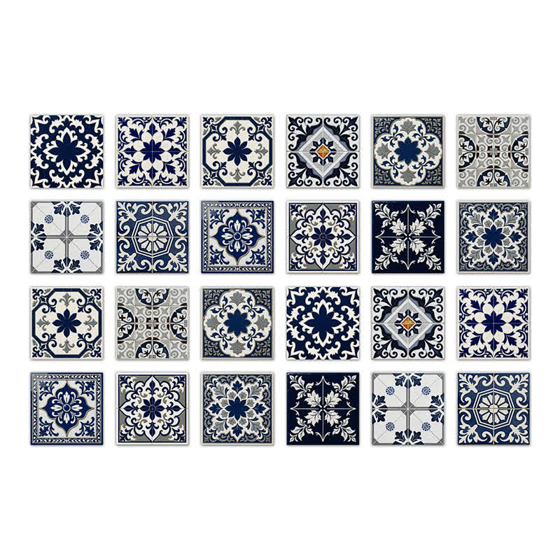 Retro Blue Peel and Stick Wall Sticker (24PCS) - 7.87" x 7.87" - image 8