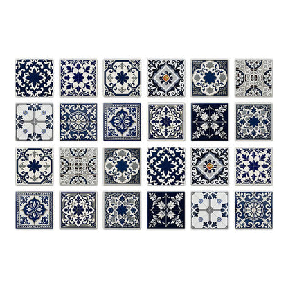 Retro Blue Peel and Stick Wall Sticker (24PCS) - 7.87" x 7.87" - image 8