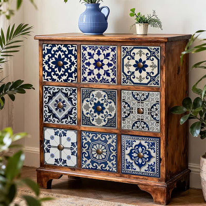 Retro Blue Peel and Stick Wall Sticker (24PCS) - image 5