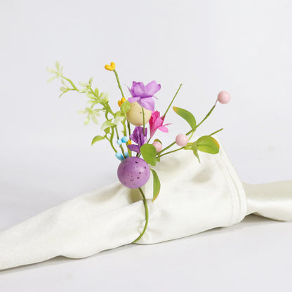 Easter Egg Faux Flower Napkin Rings Set - image 4