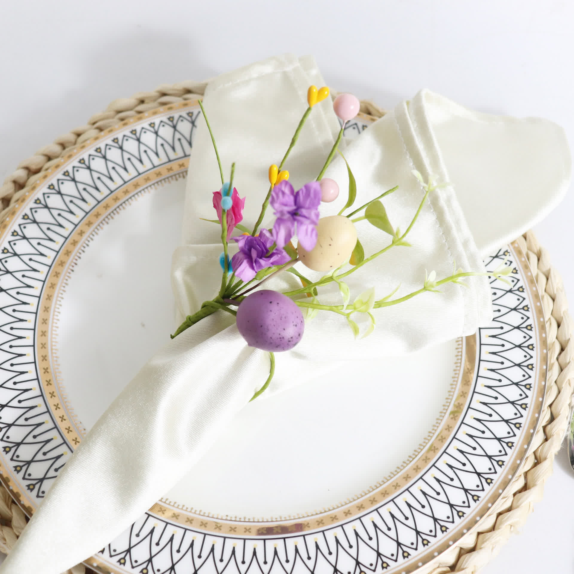 Easter Egg Faux Flower Napkin Rings Set - image 2