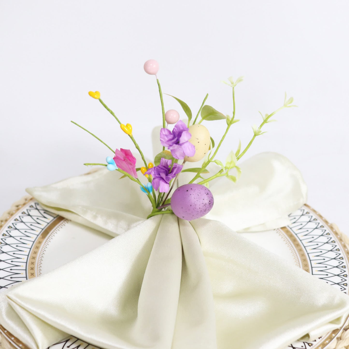 Easter Egg Faux Flower Napkin Rings Set - image 5