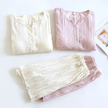 Pastoral Floral Cotton Jacquard Pajama Set - image 5