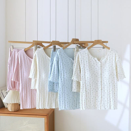 Pastoral Floral Cotton Jacquard Pajama Set - image 0