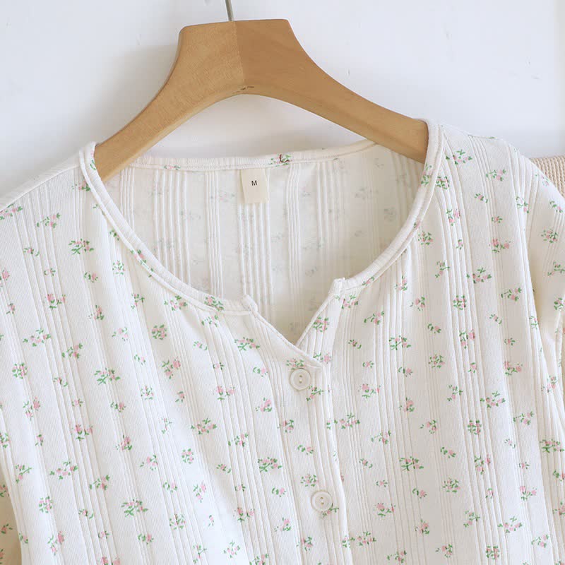Pastoral Floral Cotton Jacquard Pajama Set - image 15