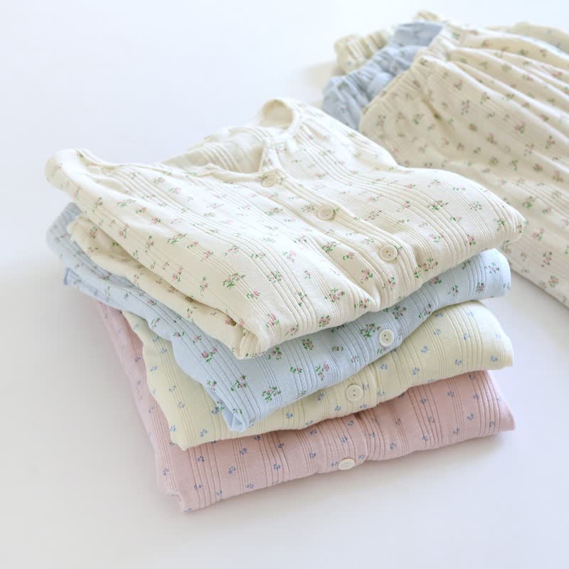 Pastoral Floral Cotton Jacquard Pajama Set - image 1