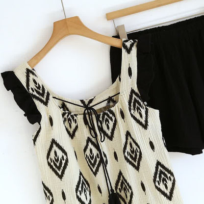 Boho Cotton Gauze Flutter Sleeve Pajama Set - image 3