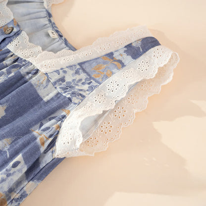 Cottage Butterfly Floral Cotton Sleeveless Nightgown - image 6