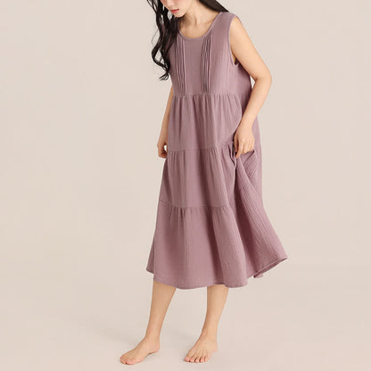 Minimalist Cotton Double Gauze Sleeveless Nightgown - image 2