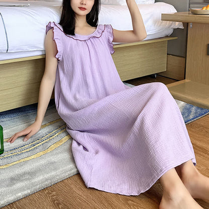 Plus Size Minimalist Cotton Ruffle Sleeveless Nightgown - image 19