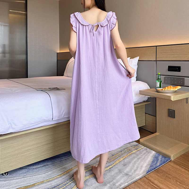 Plus Size Minimalist Cotton Ruffle Sleeveless Nightgown - image 18