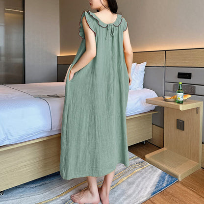 Plus Size Minimalist Cotton Ruffle Sleeveless Nightgown - image 15