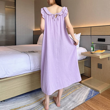 Plus Size Minimalist Cotton Ruffle Sleeveless Nightgown - image 34