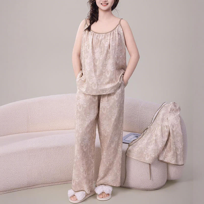 Botanical Print Cotton Loungewear Set(3PCS) - image 5