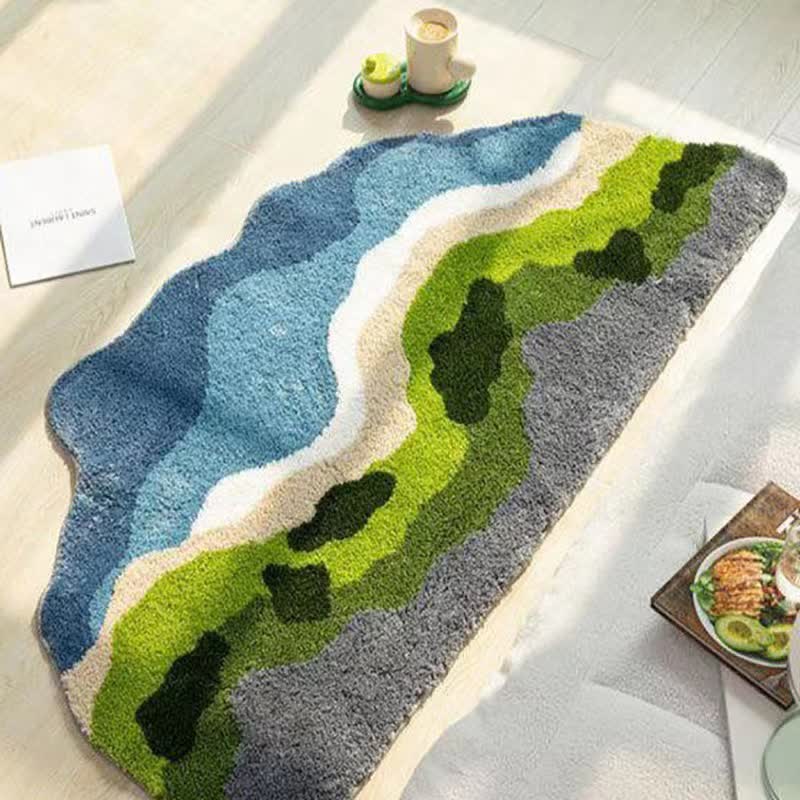 Artistic Wave Irregular Flocked Rug - image 2