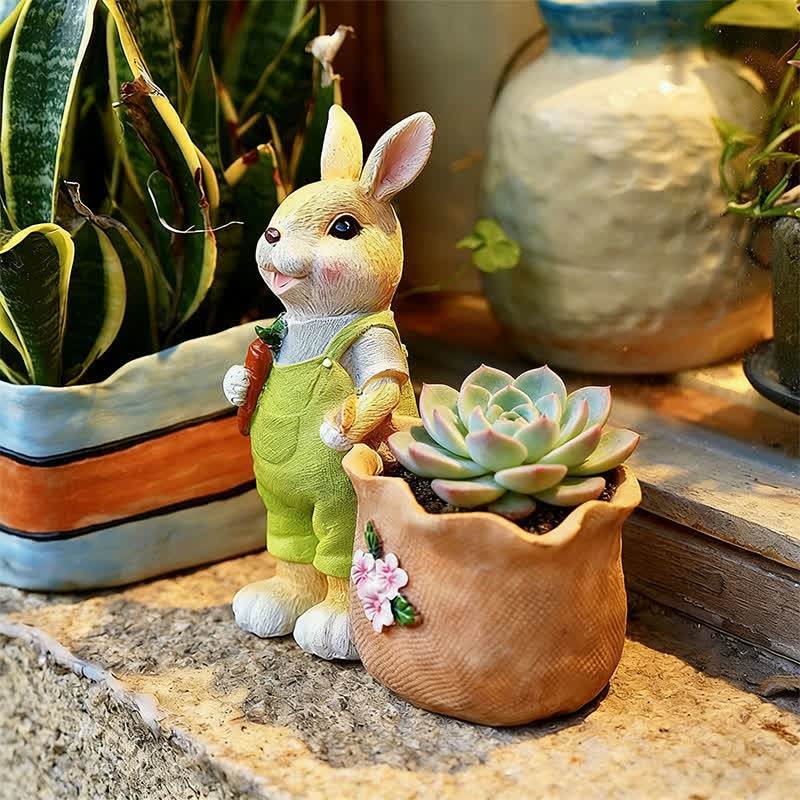 Resin Bunny Garden Succulent Planter Pot - image 9