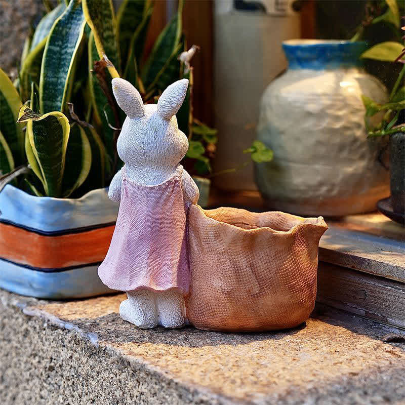 Resin Bunny Garden Succulent Planter Pot - image 8